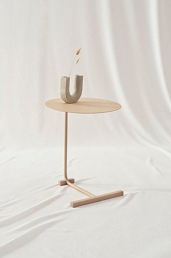 Jotex Beistelltisch BALZERS in Beige aus Metall und Holz, Durchmesser: 45 cm, Höhe: 53 cm - Bild 1