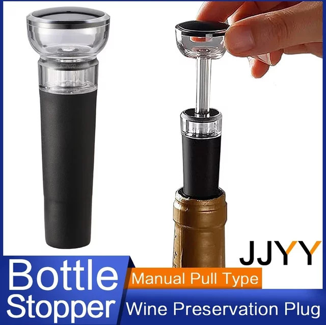 JJYY Vakuum-Flaschenstopper aus Silikon für die Weinerhaltung, Schwarz - Bild 1
