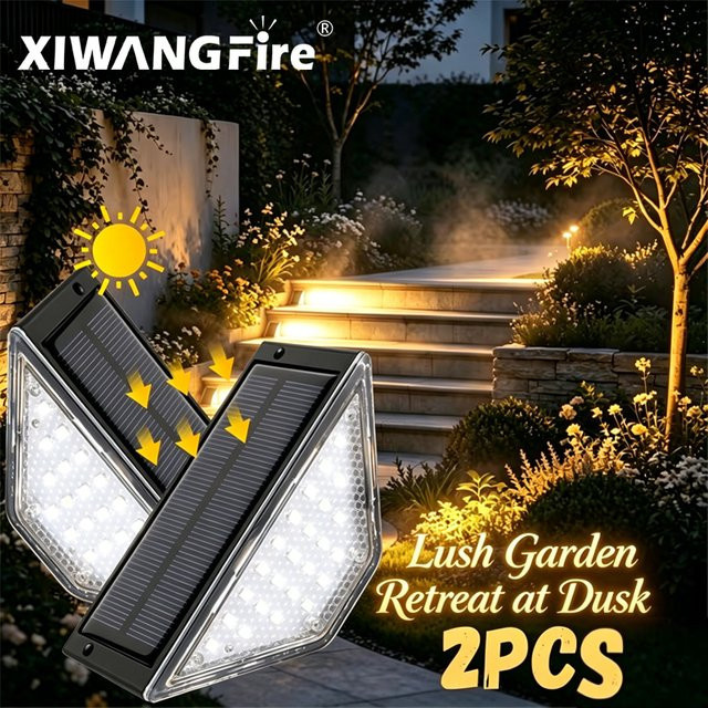 XIWANGFIRE LED Solar-Dreieck-Stufenleuchte in Schwarz mit warmweißem Licht für Garten, Balkon und Außenbereiche - Bild 1
