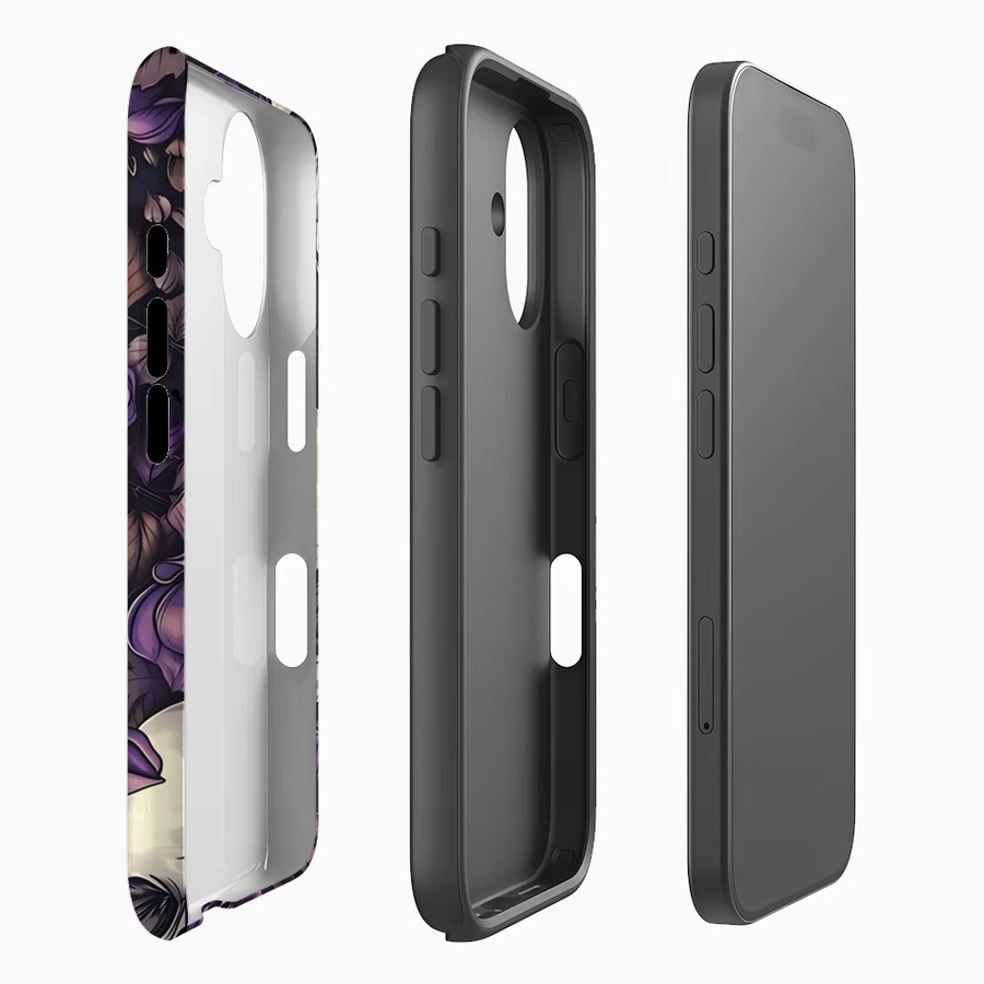 Handyhülle mit Totenköpfen und lila Rosen für iPhone 11 bis iPhone 17 Pro Max Plus, doppelschichtige Rückseite, lila/mehrfarbig - Bild 2