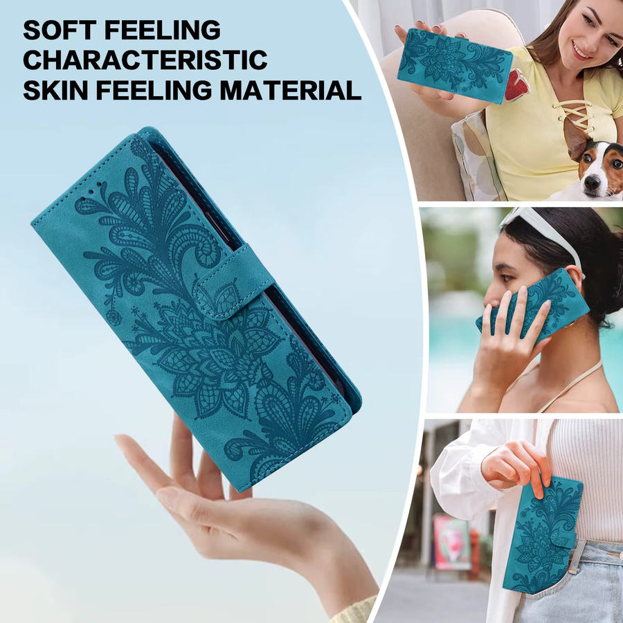 Magnetische Leder-Flip-Hülle mit Prägung für Sony Xperia 1 5 10 II III IV Lite V VI VII in Blau - Bild 2