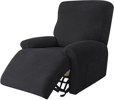 Wasserdichter Sesselbezug in Anthrazit mit Blätterstruktur für 1-Sitzer Sofas aus Jacquard-Polyester-Elastan-Mix - Bild 1