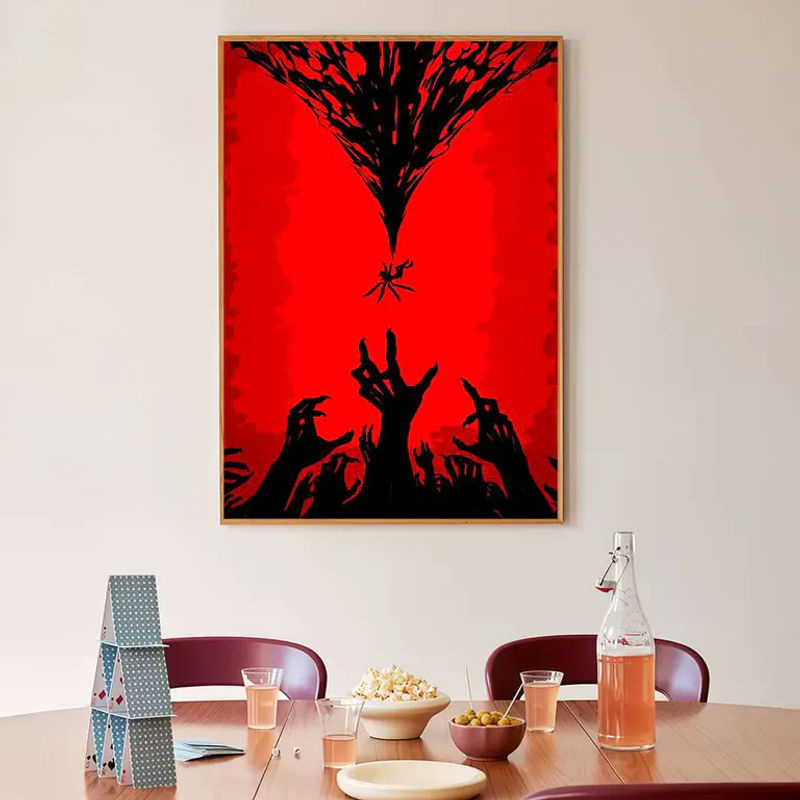 ULTRAKILL DIY Sticky Poster Vintage Kunstwerk in Weiß und Rot als abstrakte Wandmontage auf Papier - Bild 5