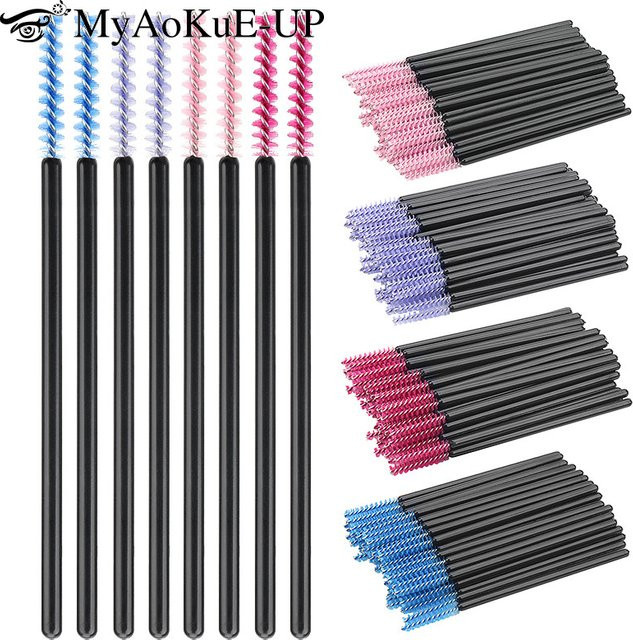 myaokue-up Einweg Make-up Pinsel, 50 Stück, Schwarz Pink, Unisex - Bild 1