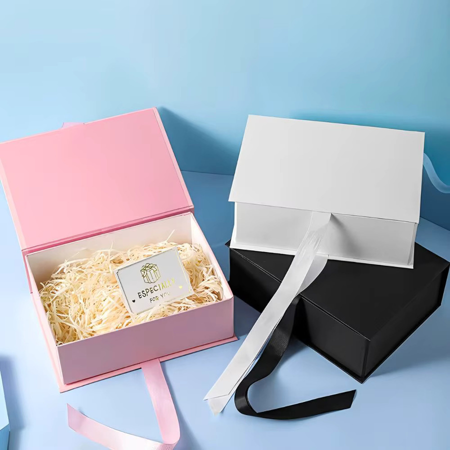 YMY Magnetische Geschenkbox Set in Rosa, Schwarz und Weiß mit Umschlag und 20g Papierfüllmaterial - Bild 3