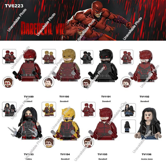Marvel Superheld Daredevil Jessica Jones Elektra Matt Murdock Bullseye Bricks Mini Actionfiguren - Bild 1