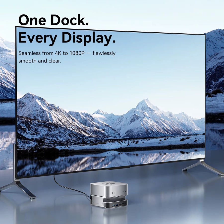 Vention USB Hub Dockingstation für Mac Mini M4 M4 Pro mit DP 4K@240Hz, USB 3.2 10Gbps, M.2 NVMe SSD Slot, SD/TF Kartenleser und 3,5mm Klinkenanschluss - Bild 3