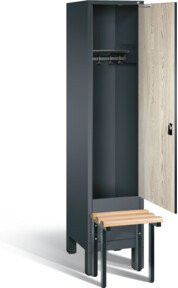 C+P Garderobenschrank Evolo in Sen-Esche und Anthrazitgrau mit schwarzgrauem Gestell, H x B x T: 185 x 42 x 81,5 cm - Bild 1