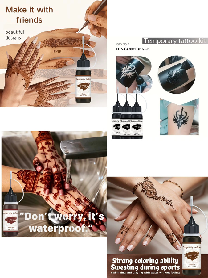 EYIR Tattoo-Paste Set, 9 Farben, Körperbemalung - Bild 7