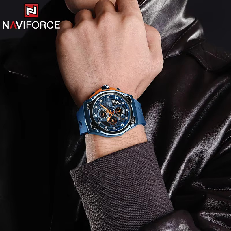 NAVIFORCE Armbanduhr Chronograph, Quarz, Schwarz, Silikon, Herren - Bild 2