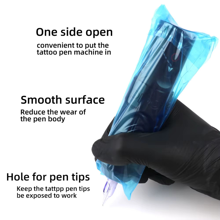 JUN.M 100 Stück Wasserdichte Tattoo Stift Schutzfolie in Schwarz für professionelle Farbeverpackung und Anti-Fouling-Schutz - Bild 3