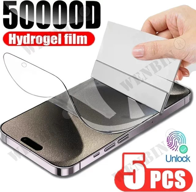 5 Stück Hydrogel-Displayschutzfolien für Apple iPhone 11 bis iPhone 17 Pro Max Plus, transparent - Bild 1