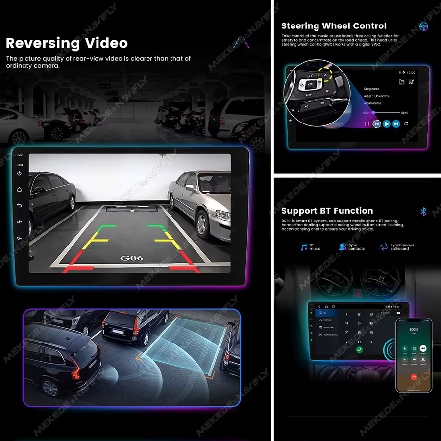 STRONGNAVI Android 14 Autoradio All-in-One Multimedia Player für Kia Sportage 3 SL 2010–2016 mit Carplay und Bluetooth in Schwarz - Bild 3