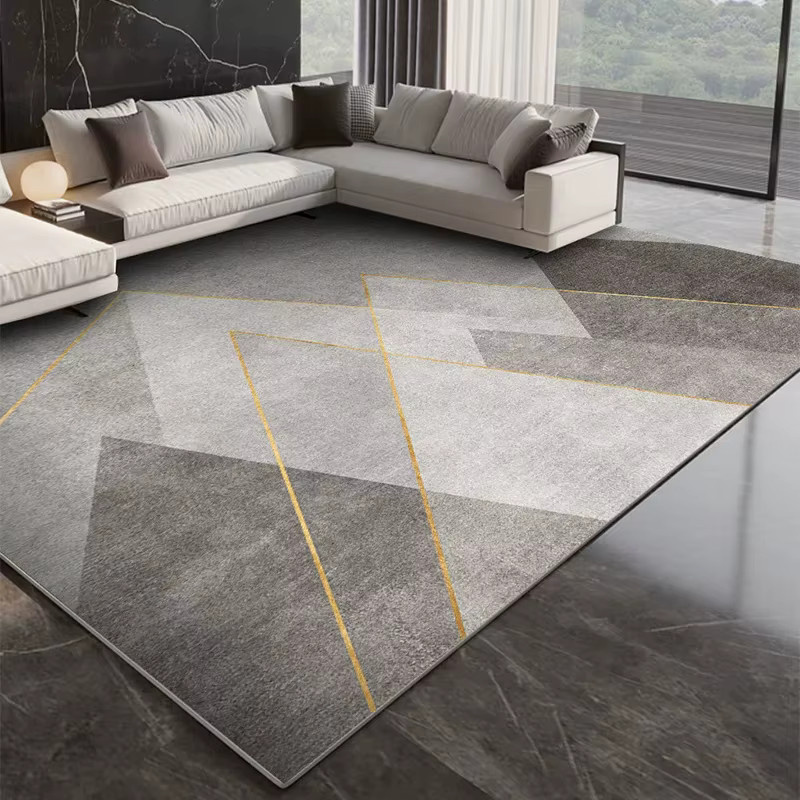 VIKAMA Geometrischer Teppich in Grau, modern, rutschfest und waschbar - Bild 2