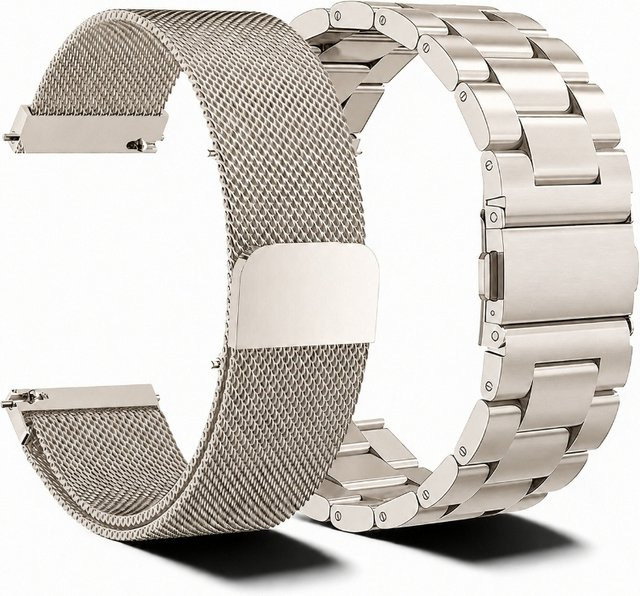 JBAILI Uhrenarmband Edelstahl, Milanese-Mesh & Gliederarmband, 20/22mm, Silber, Unisex - Bild 1
