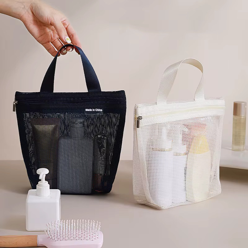 JETTING Kosmetiktasche aus Mesh zum Aufhängen, Reise-Organizer für Toilettenartikel in Weiß - Bild 2