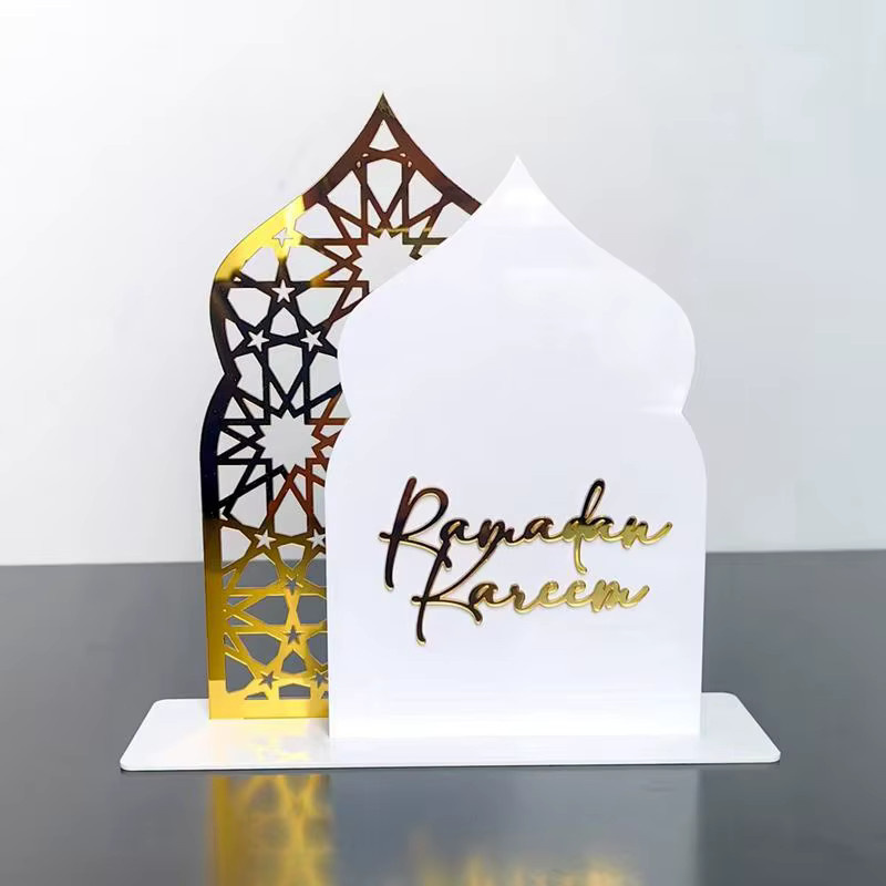 Acryl Ramadan Dekoration Tabletop Ornament in Weiß und Gold für Eid Mubarak und Eid Al Adha - Bild 2