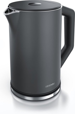 Arendo Wasserkocher aus Edelstahl in Grau mit 1,5 l Volumen, 2200 W Leistung und einstellbarer Temperatur von 40 - 100°C sowie Doppelwand-Isolierung