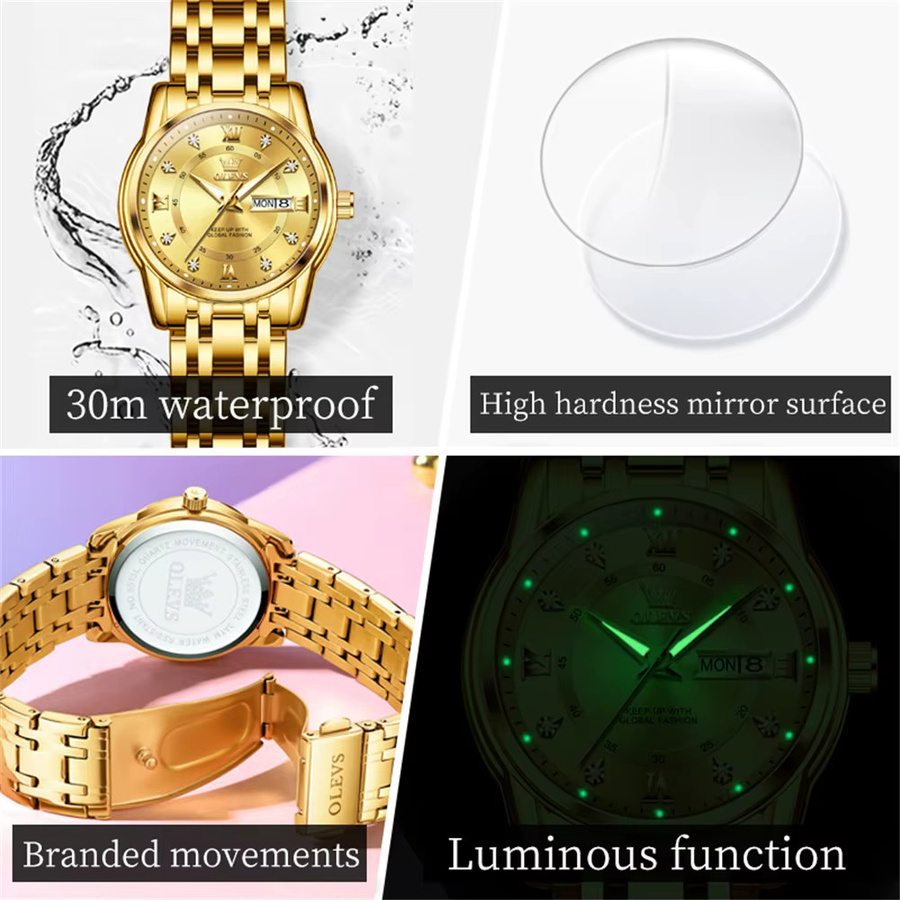OLEVS Armbanduhr Quarz, Edelstahl, Gold, Damen - Bild 3