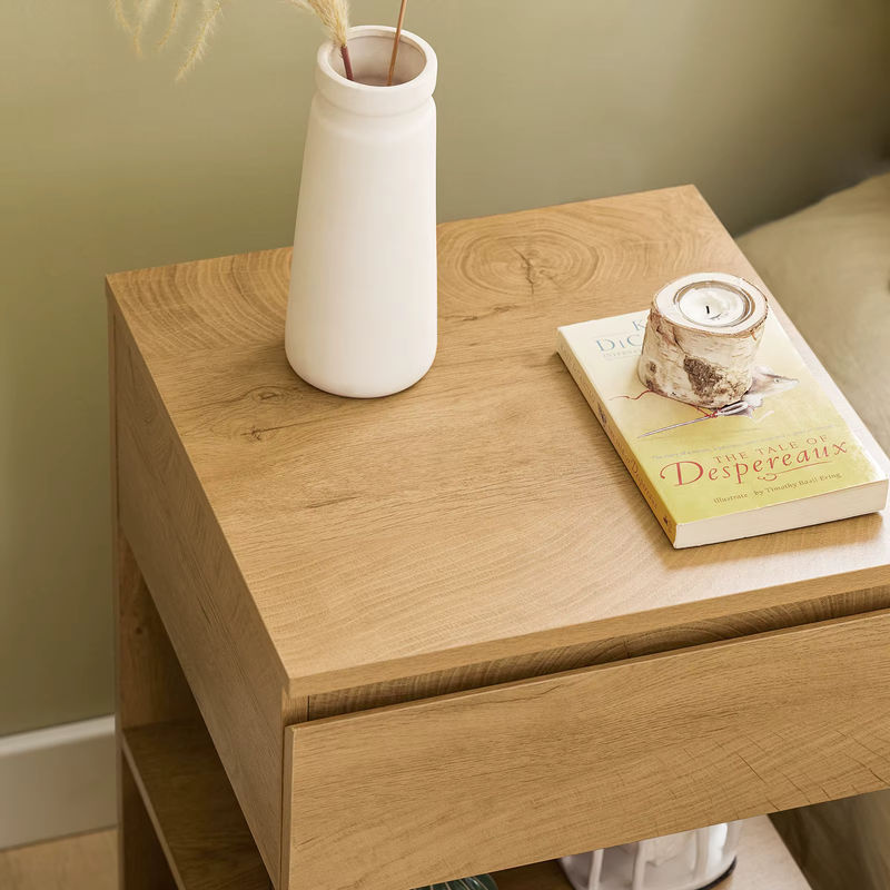 SoBuy Beistelltisch FBT49 als Nachttisch und Kommode mit 1 Schublade und 3 Ablagen in Natur Braun, B/T/H: 39 x 39 x 65 cm - Bild 2