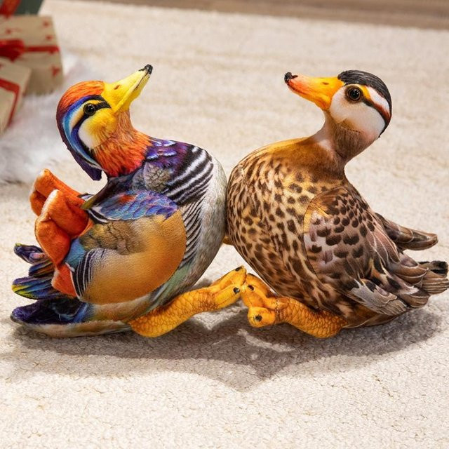 Yiran toy Mandarinenten Plüschtier, Bunter Papagei Entenpaar, 25cm - Bild 1