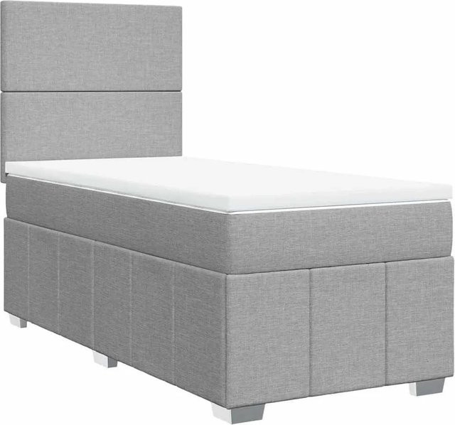 vidaXL Boxspringbett mit Matratze in Hellgrau, B/T/H: 80 x 200 x 140,5 cm, mit USB-Anschluss und Unterbettbeleuchtung - Bild 1