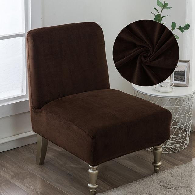Lellen Armlehnstuhlbezug aus Samtstoff in Braun mit floralem Muster, elastischer Stretch-Schonbezug für Slipper-Stühle und Einzelsofas - Bild 1
