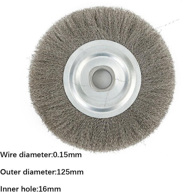 Gekrempelte Drahtbürste aus Edelstahl von Industry Accessories, Farbe Silber, Lochmaß: 16 mm, Durchmesser: 5 Zoll - Bild 1