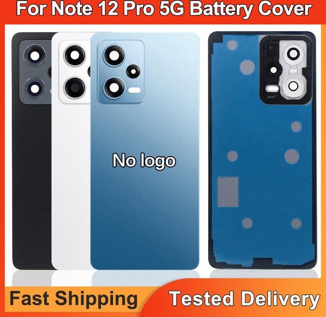 Xiaomi Ersatzgehäuse für Redmi Note 12 Pro 5G Rückseitige Abdeckung mit Kameralinsenteilen in Schwarz - Bild 1