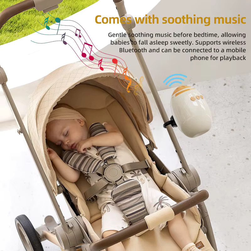 Tragbare Baby Schaukel und Schlafförderung mit weißem Rauschen für Kinderwagen und Infant Rocker in Weiß und Beige - Bild 3