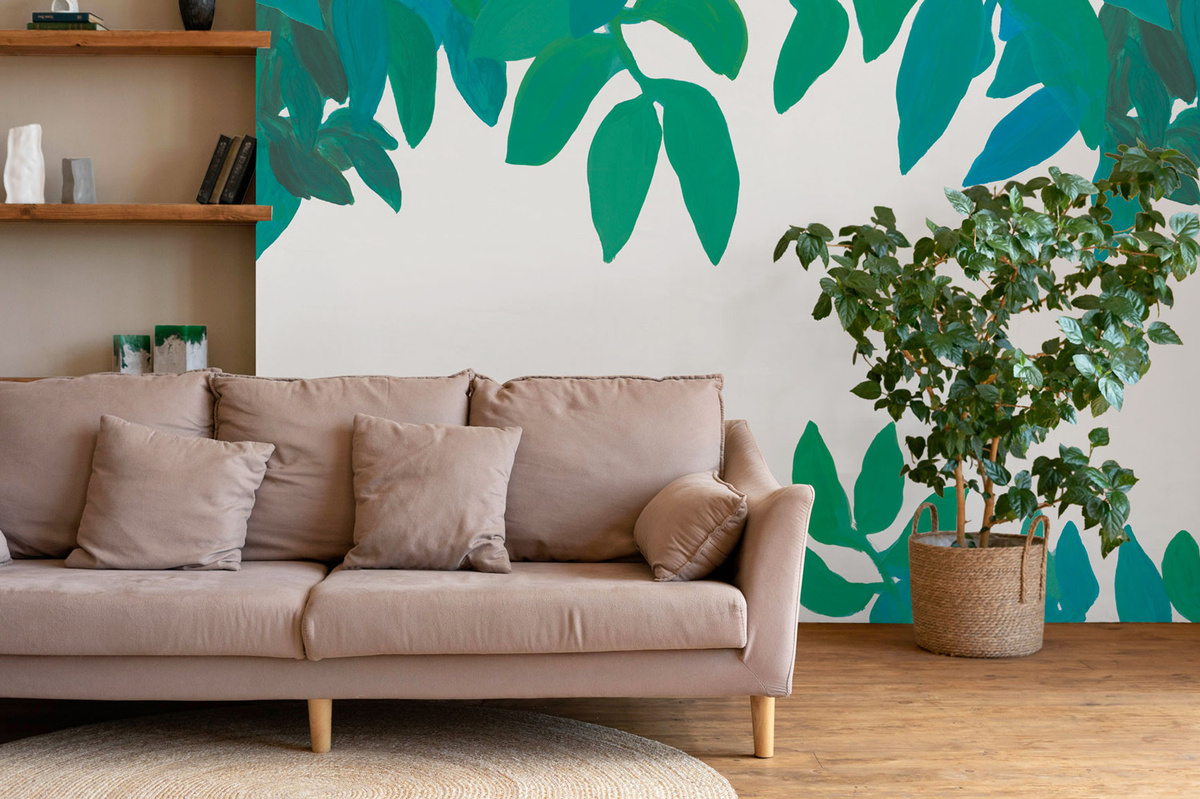 Tenue de Ville Mural Tango Wandtapete Floral Botanisch in Grün - Bild 1