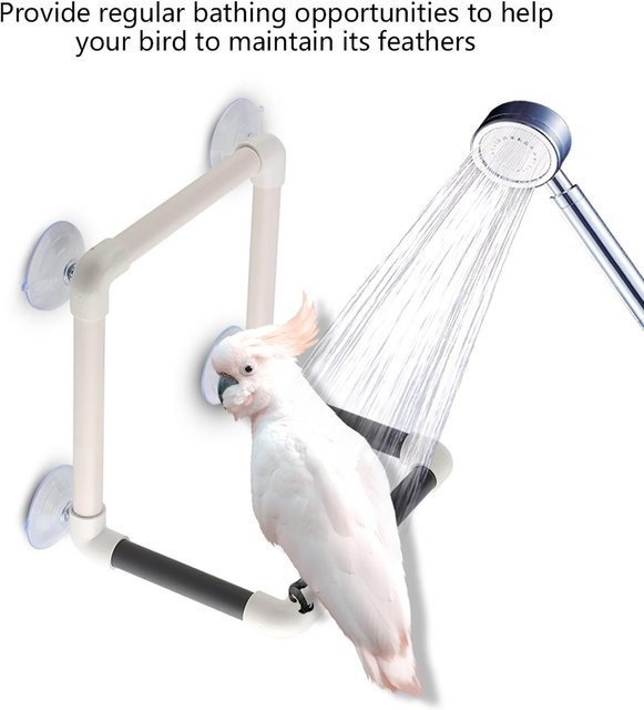 KONNWEI Tragbarer Papageien Vögel Sitzstange mit Saugnäpfen, Spielzeug, white - Bild 1