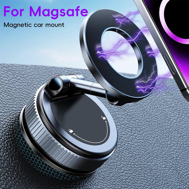 MagSafe Autotelefonhalterung mit Vakuum-Magnet und 360 Grad Verstellbarkeit, Schwarz - Bild 1
