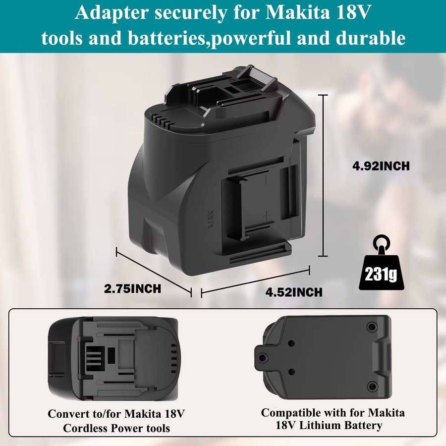 Makita 2 in 1 Akku Adapter Konverter MT18MT für 18V Li-Ion Akkus in Schwarz - Bild 6