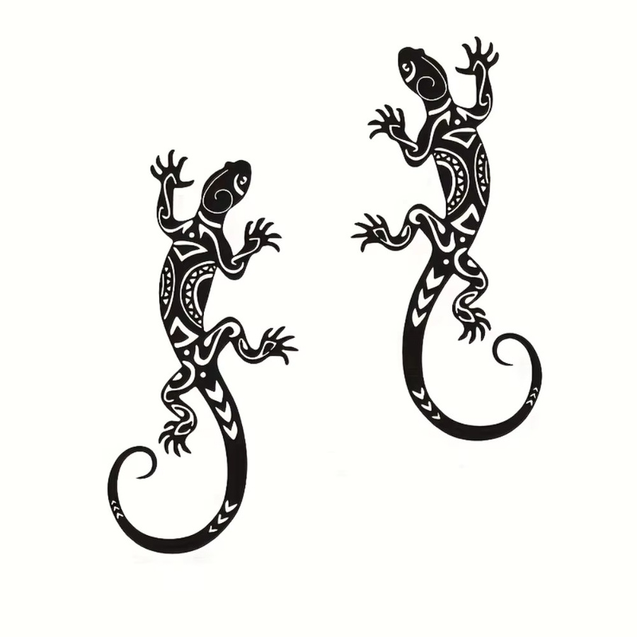 2er-Set rustikale Gecko-Wandkunst aus Metall in Schwarz von CIFBUY als dekorative Gartendekoration und Haken - Bild 3