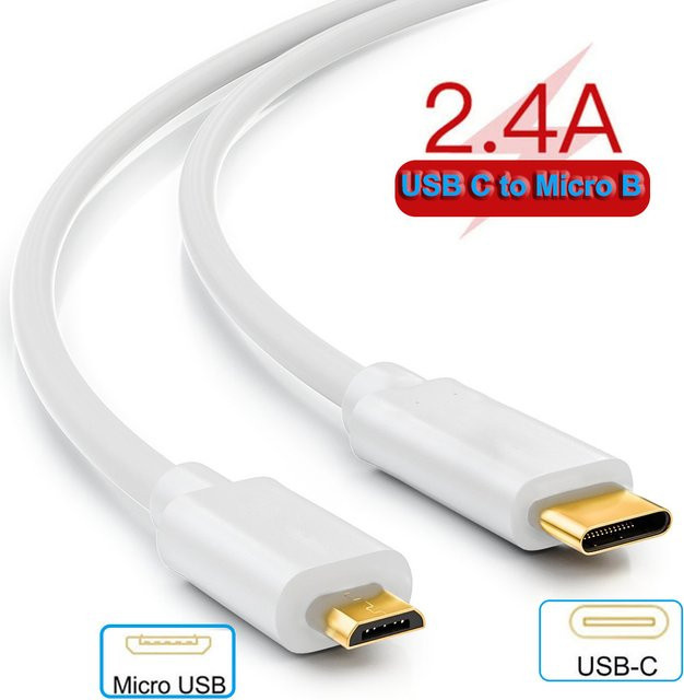 Weißes USB-C zu Micro-USB 2.0 OTG Daten- und Ladekabel für Samsung, Xiaomi, Huawei und Sony - Bild 1