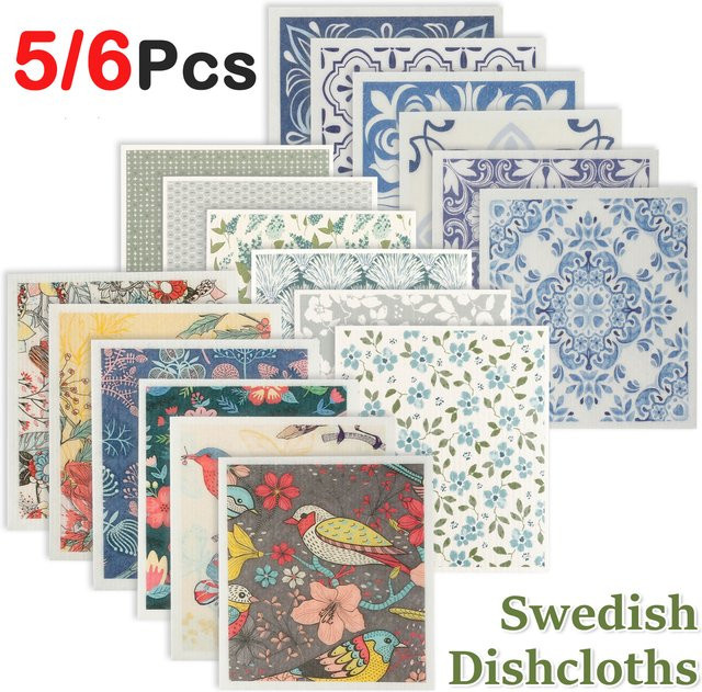 Willstar Schwedische Geschirrtücher Set, 5/6 Stück, Mehrfarbig, Saugfähig und Wiederverwendbar - Bild 1