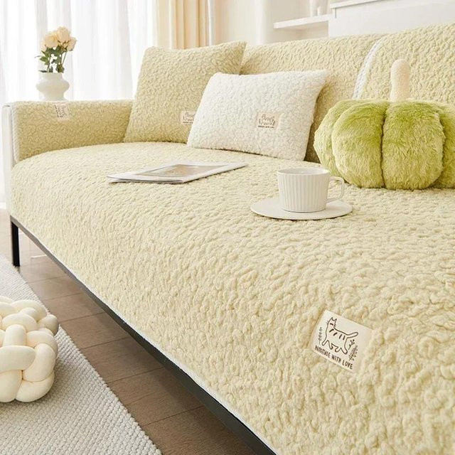 Yupartex Sofakissenbezug aus Lammfleece-Imitat in Beige, weich und rutschfest, B/H: 50 x 30 cm - Bild 1