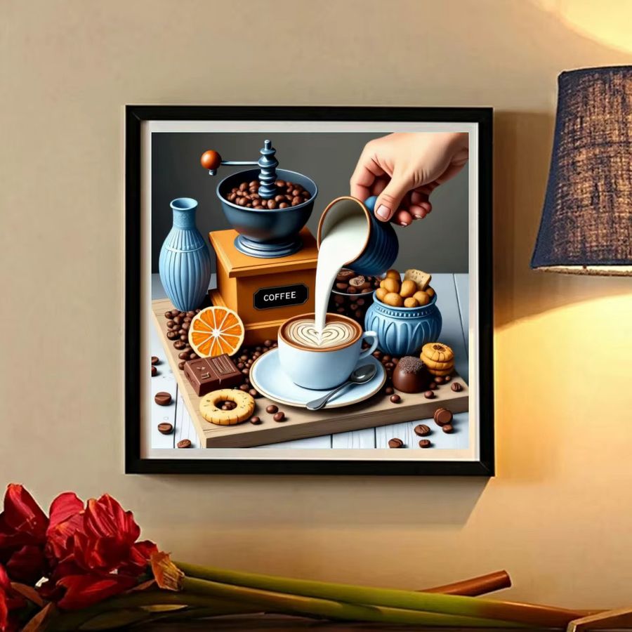 5D-Diamant-Malerei-Set Potdemiel Kaffeetasse Landschaft mit runden Diamanten als DIY-Mosaik zur Wanddekoration - Bild 3