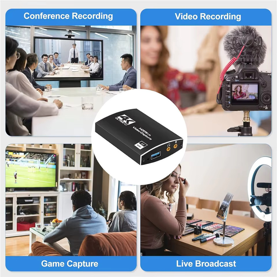 Navceker 4K UHD Video Capture Card mit HDMI Bypass, USB 3.0 Video Grabber für 1080P 60Hz Live-Streaming und Spielaufnahme, Schwarz - Bild 6