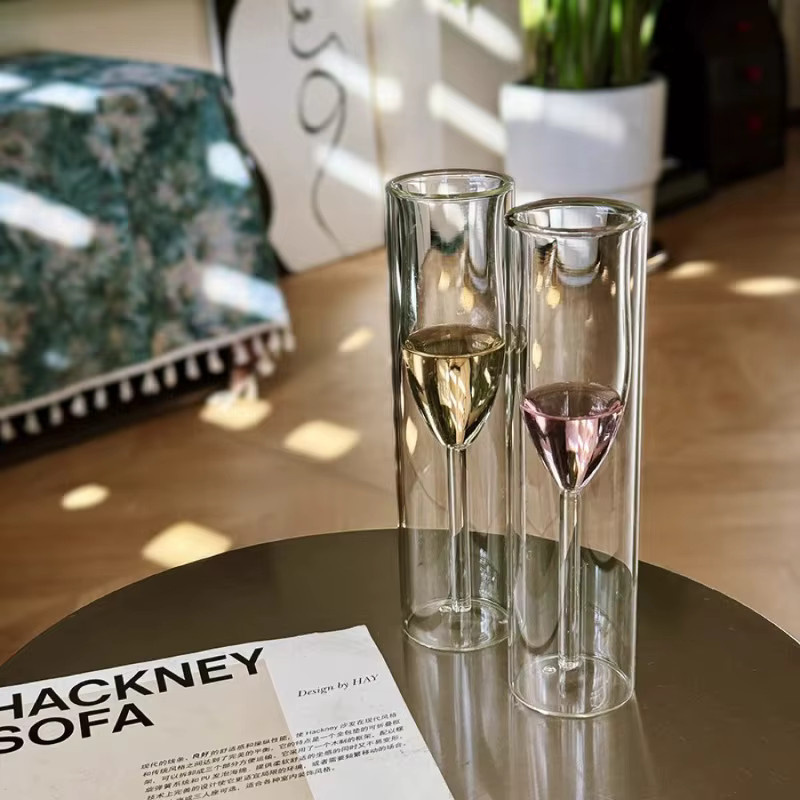 Doppelwandige isolierte Champagnergläser im Tulpenflöten-Design, transparent, spülmaschinenfest - Bild 3