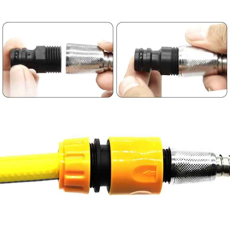 2er-Set Schlauch Gewinde Adapter 1/2 Zoll Quick Connect in Schwarz für Garten, Wasserrohr und Autowäsche - Bild 3