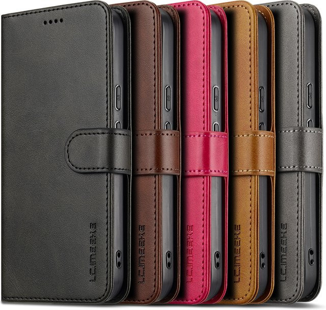 Flip-Leder-Handyhülle für Google Pixel 10 Pro XL 10 9 Pro 9 8 Pro 8 7 Pro 7 6 Pro 6 mit Kartenfächern und Standfunktion in Rot und Braun - Bild 1