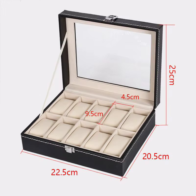 DOKW Uhrenbox, PU-Leder, Beige, 2 Fächer, Unisex - Bild 1