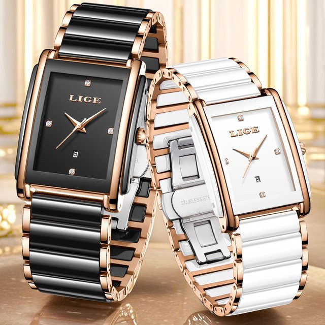 LIGE Armbanduhr, Quarz, Keramik, Schwarz, Damen - Bild 1