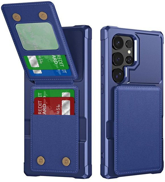 Stoßfeste Klappbrieftaschenhülle für Samsung S26 Ultra, S24 Plus und S22 Plus in Blau - Bild 1