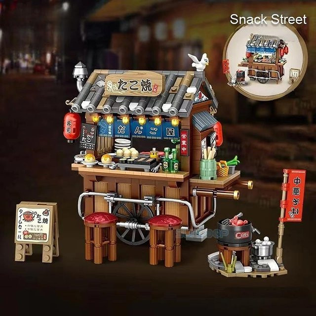 Binchi Keji Travel City Mini Bricks Japanischer Takoyaki-Snackladen, Bausteinspielzeug, ab 14 Jahren - Bild 1