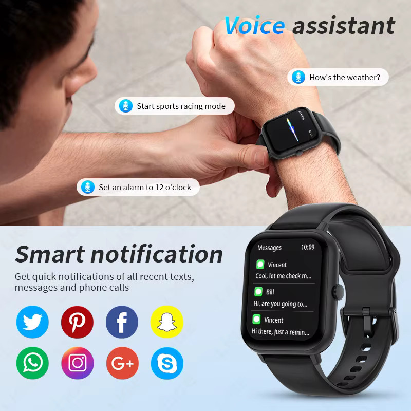 LIGE Smartwatch, GPS, Bluetooth, Schwarz, Silikon, Unisex - Bild 4