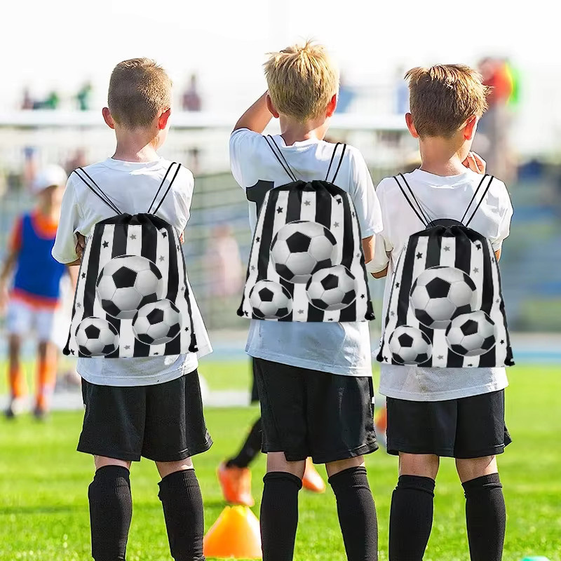 YONGSNOW Fußball Vlies Geschenktaschen mit Kordelzug für Kinder Geburtstage und Sportpartys, Mehrfarbig - Bild 4