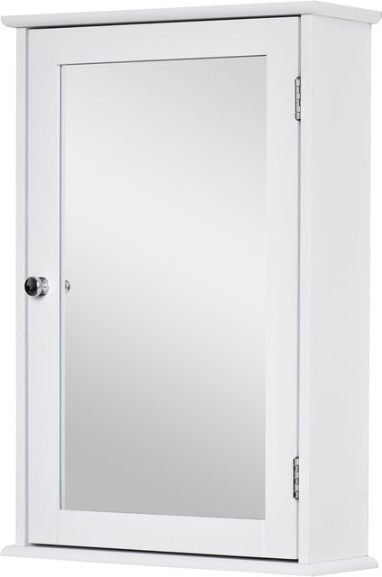 Aosom Spiegelschrank für das Badezimmer in Weiß mit 1 Tür und 2 Regalen aus MDF und Glas - Bild 1